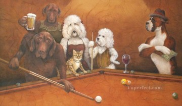 hunde spielen poker Ölbilder verkaufen - Katze Hunde spielen Pool